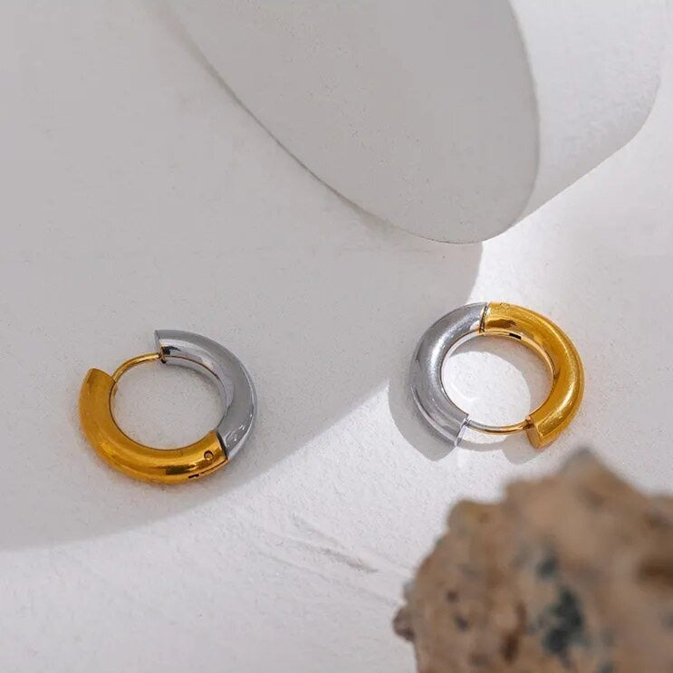 Yhpup Chic Stainless Steel Geometric Round Hoop Earrings Women Gold Silver Color Charm Trendy Fashion Temperament Jewelry - La Simone Bijoux